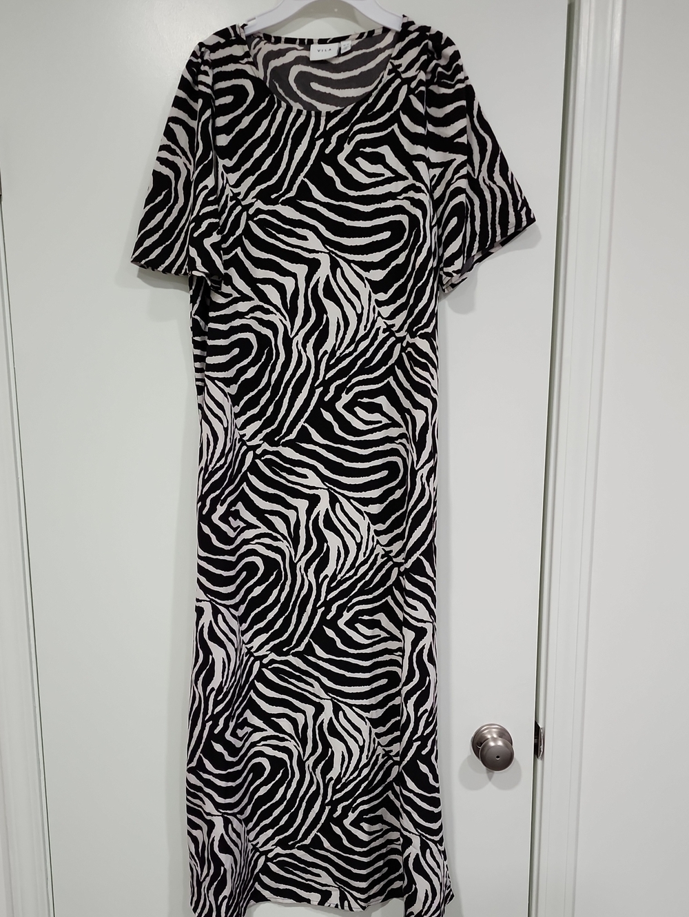 VILA Black and White Zebra Print Maxi Dress